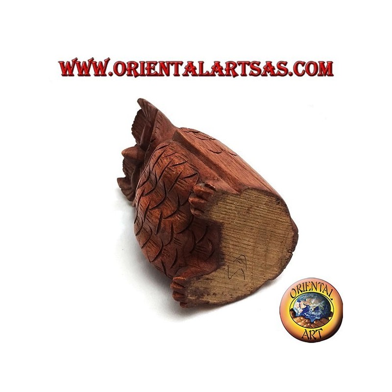 Sculpture of the wise sitting owl made of 16 cm suar wood