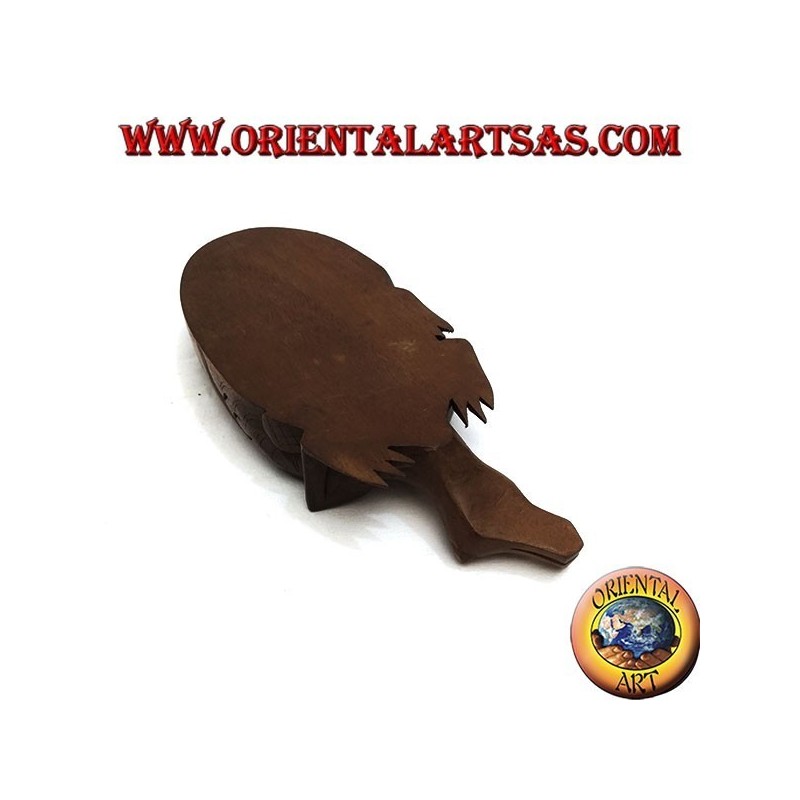 Ashtray in the shape of agamidae, scaled reptile with mahogany wooden cigarette holder