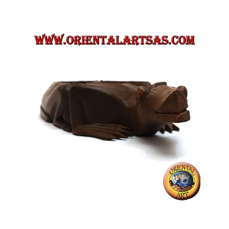 Ashtray in the shape of agamidae, scaled reptile with mahogany wooden cigarette holder