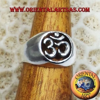 Om silver ring pierced silver