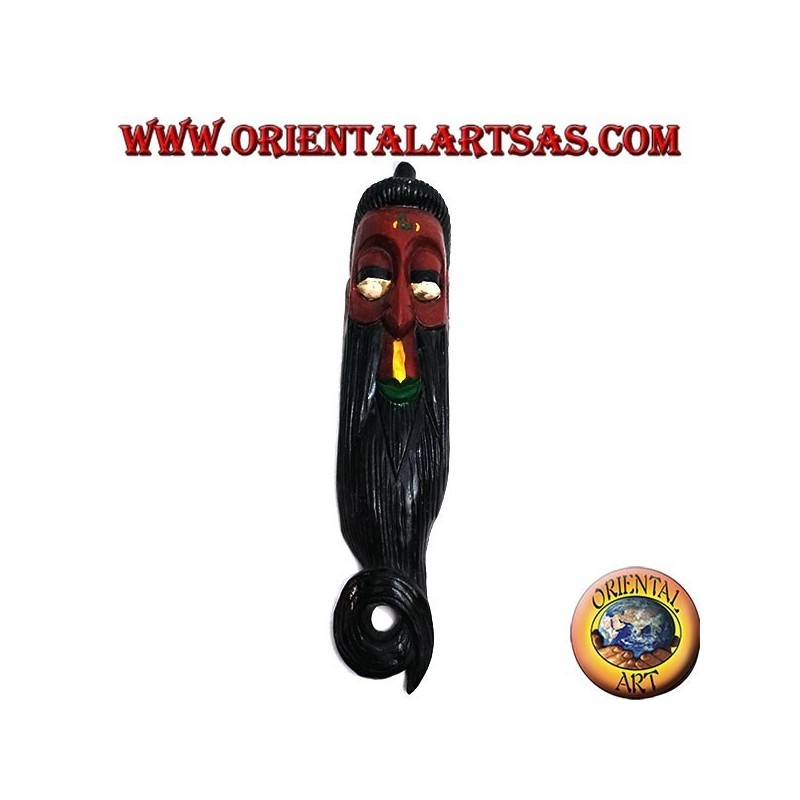 Máscara del anciano sabio de origen nepalés en palo de rosa 50 cm (rojo)