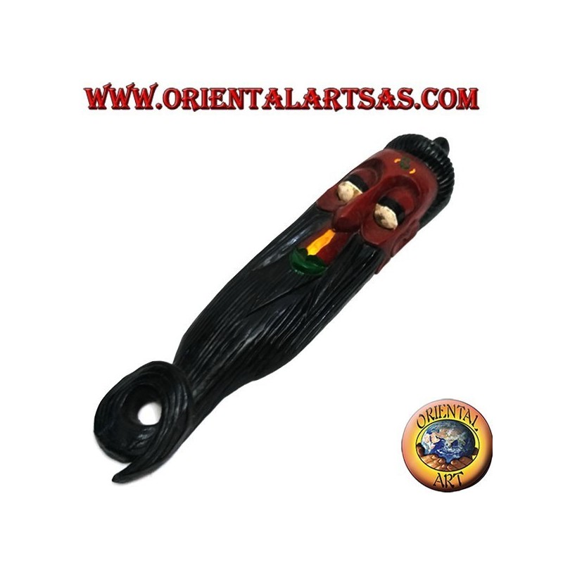 Maschera dell'anziano saggio dipinta di origine nepalese in legno di palissandro da 50 cm (rossa)