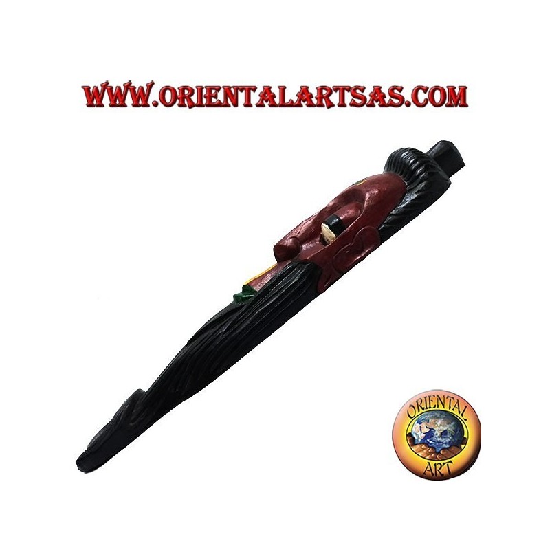 Mask of the elderly wise man of Nepalese origin in rosewood 50 cm (red)