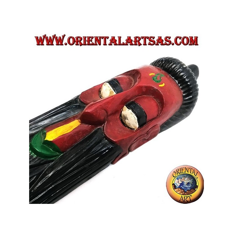 Maske des älteren Weisen nepalesischen Ursprungs aus Palisander 50 cm (rot)