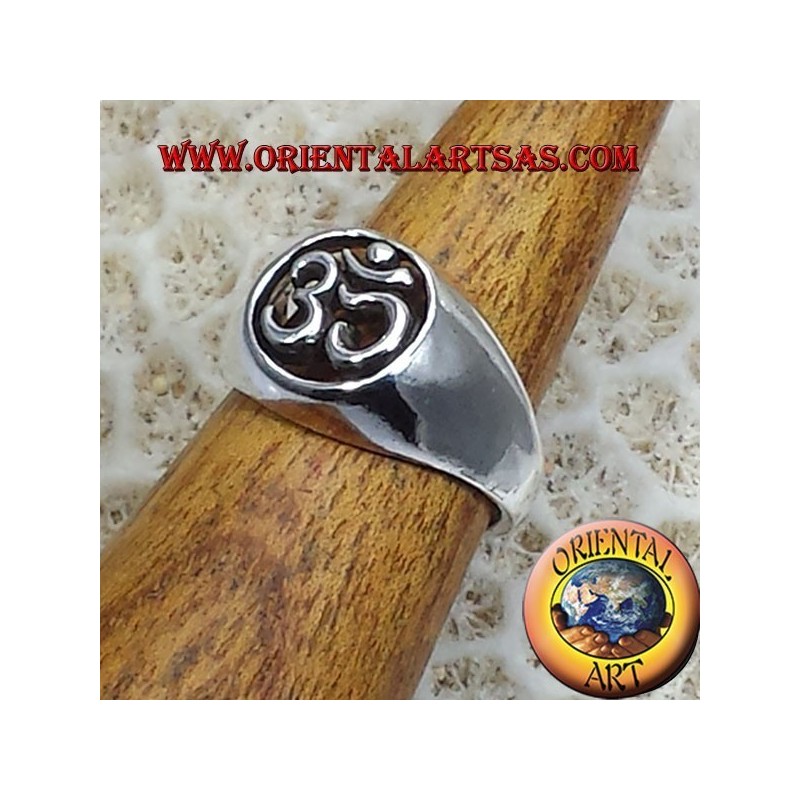 Om silver ring pierced silver