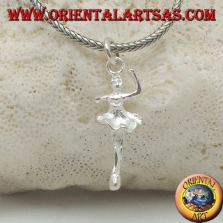 Pendentif danseur de ballet en argent en tutu en quatrième position