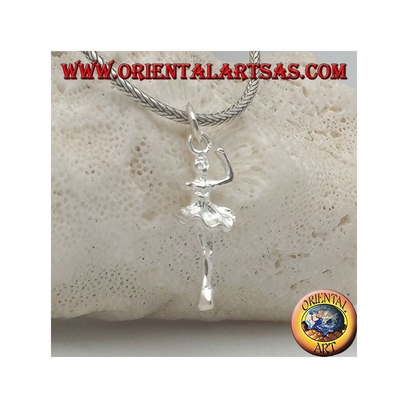 Silver pendant ballet dancer in tutu in fourth position