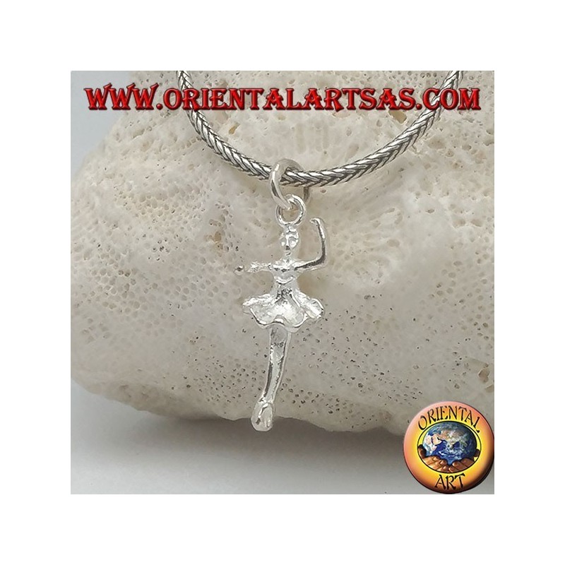 Pendentif danseur de ballet en argent en tutu en quatrième position