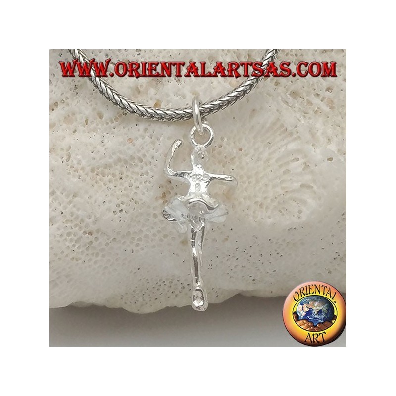 Silver pendant ballet dancer in tutu in fourth position