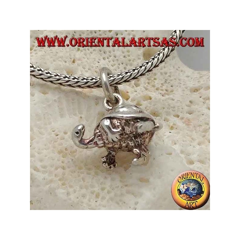 Petit pendentif en argent tortue en trois dimensions avec des spirales sur la coquille