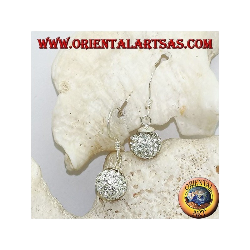 Pendientes de plata con colgantes de circonitas cúbicas esfera tachonada de blanco