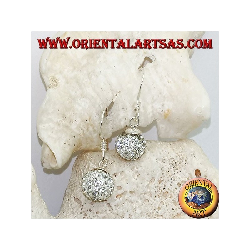 Pendientes de plata con colgantes de circonitas cúbicas esfera tachonada de blanco