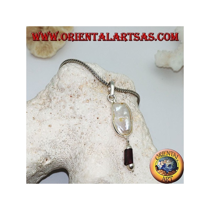 Silberanhänger mit Scaramazza-Perle und Granat-Prismenanhänger