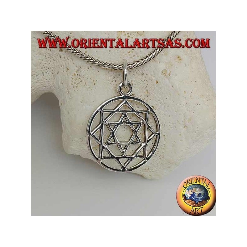 Six-pointed star of David silver pendant in the polar star or morning star (eight-pointed)