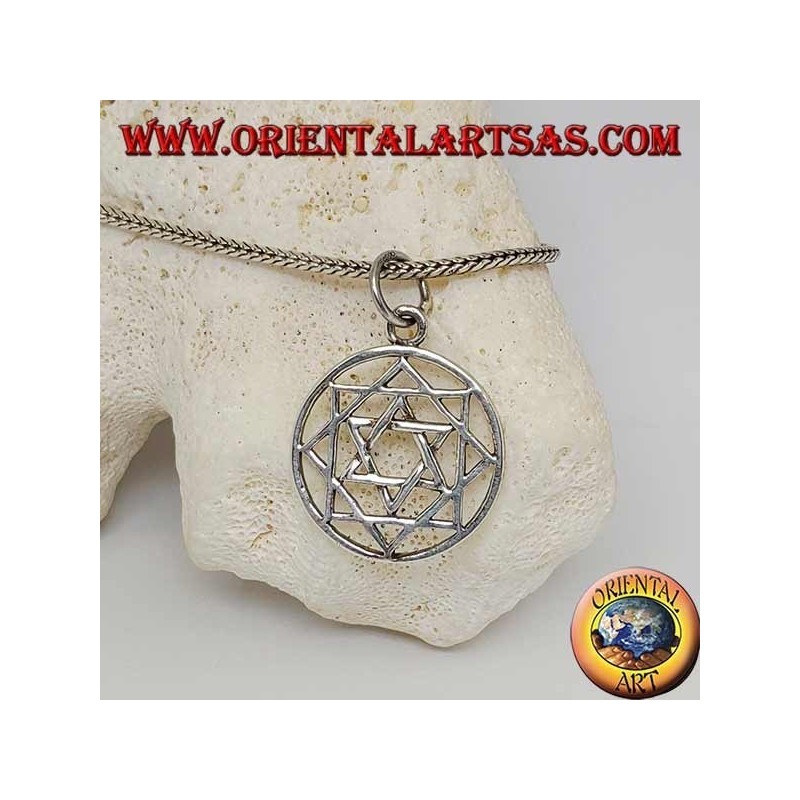 Six-pointed star of David silver pendant in the polar star or morning star (eight-pointed)