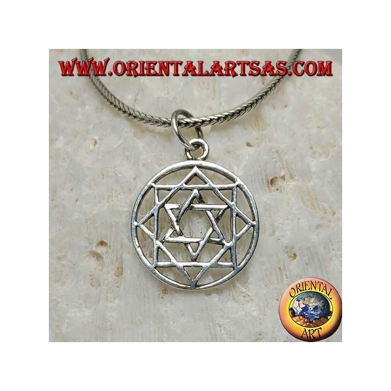 Six-pointed star of David silver pendant in the polar star or morning star (eight-pointed)