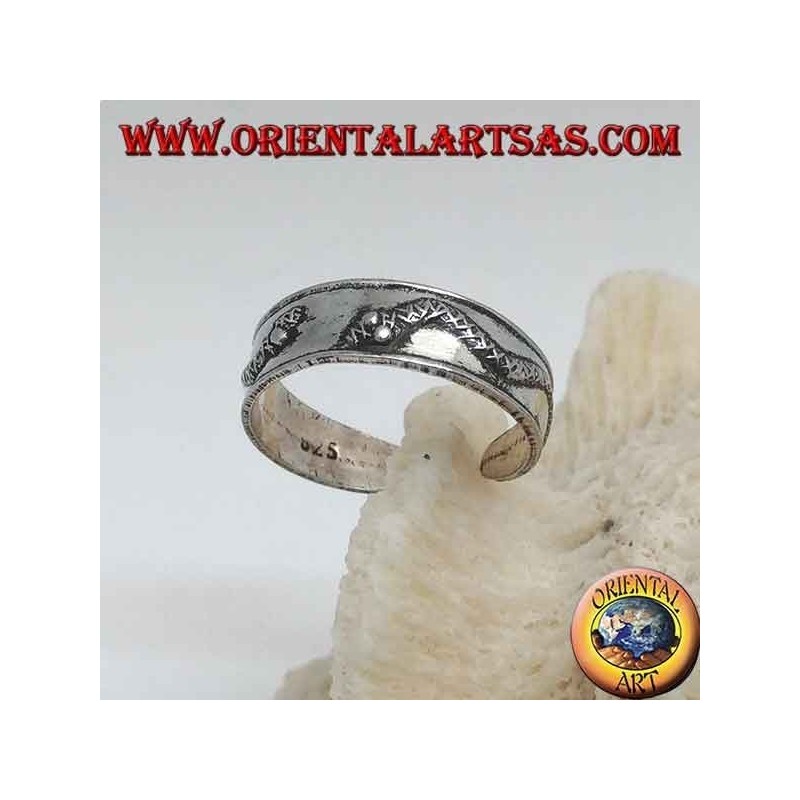 Anillo de plata para pies o falange con bandas con dos serpientes en relieve