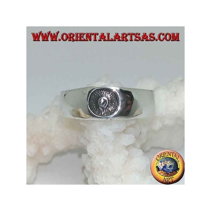 Bague en argent pour pieds ou phalange bandée avec bas-relief central