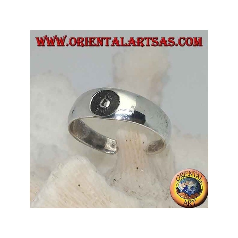 Anello in argento da piedi o falange a fascetta con bassorilievo centrale