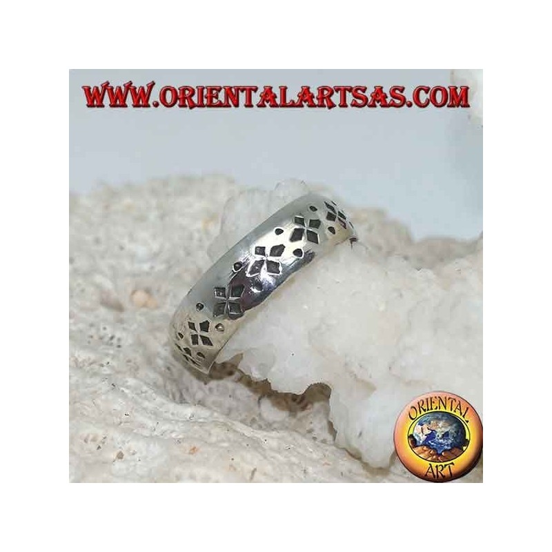 Bague en argent pour pieds ou phalange baguée avec décoration de poinçon gravée