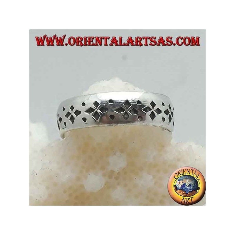 Bague en argent pour pieds ou phalange baguée avec décoration de poinçon gravée