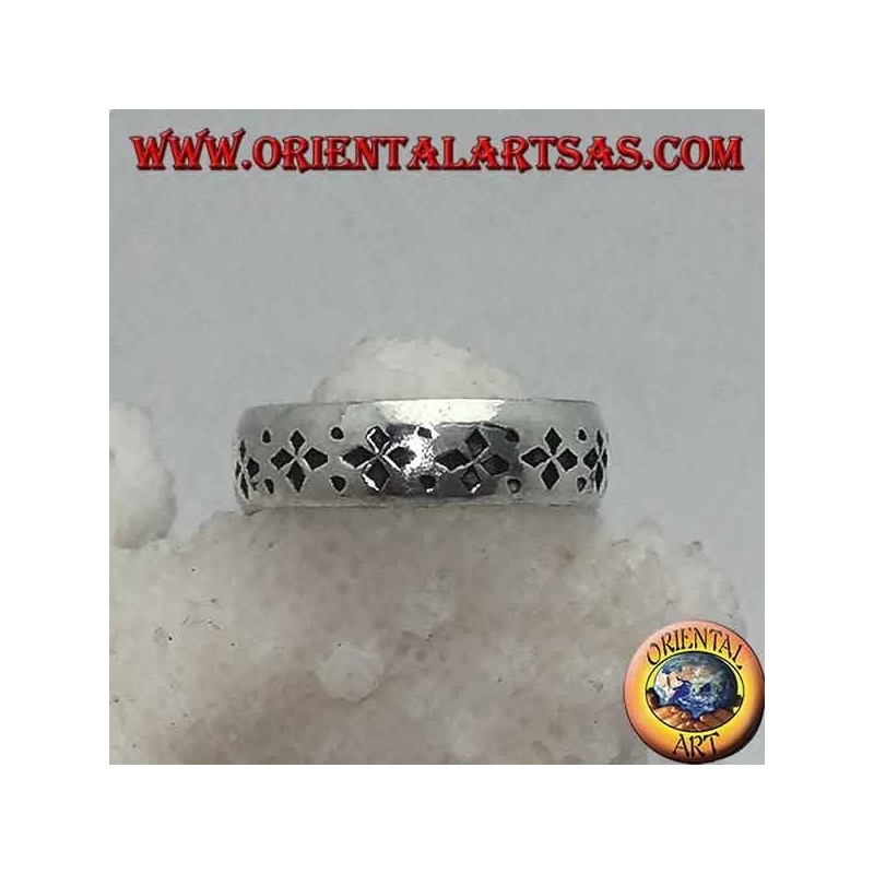 Bague en argent pour pieds ou phalange baguée avec décoration de poinçon gravée
