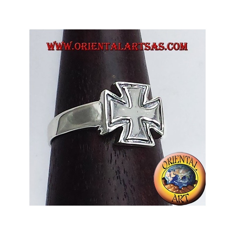 Bague croix de chevaliers en argent