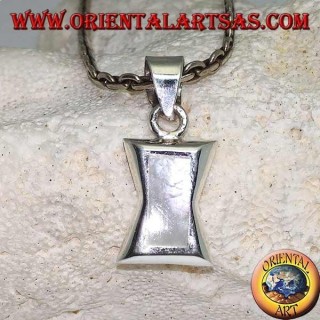 Pendentif en argent en forme de rectangle concave au centre avec nacre rectangulaire