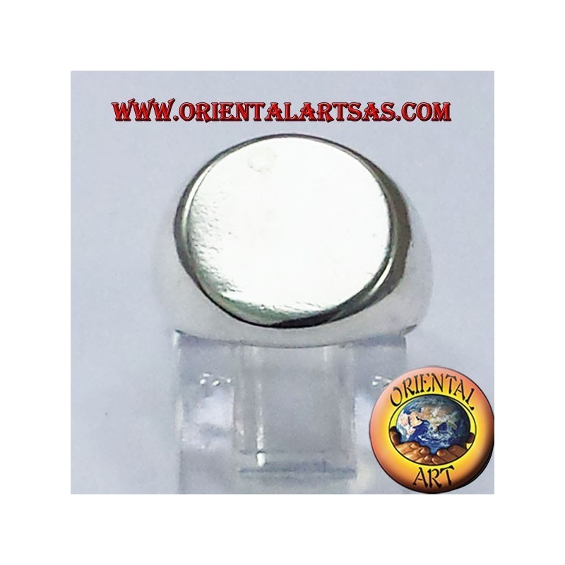 Anello chevalier tondo  in argento  incisione su richiesta gratis