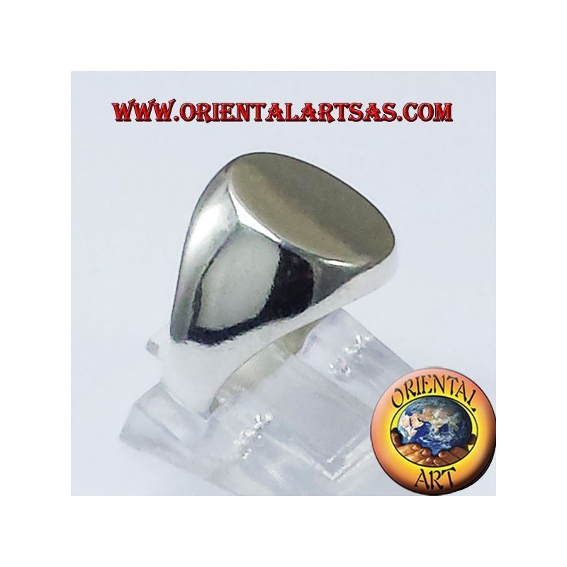 Anello chevalier tondo  in argento  incisione su richiesta gratis