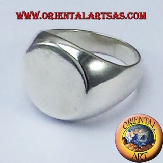 Anello chevalier tondo  in argento  incisione su richiesta gratis
