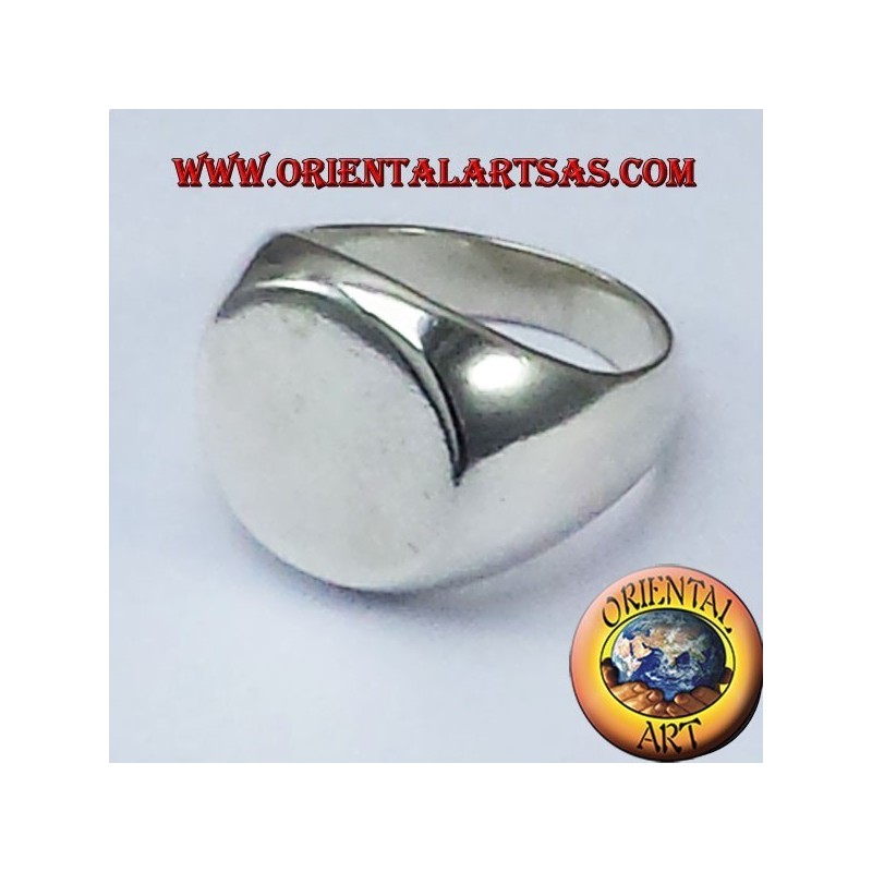 Anello chevalier tondo  in argento  incisione su richiesta gratis