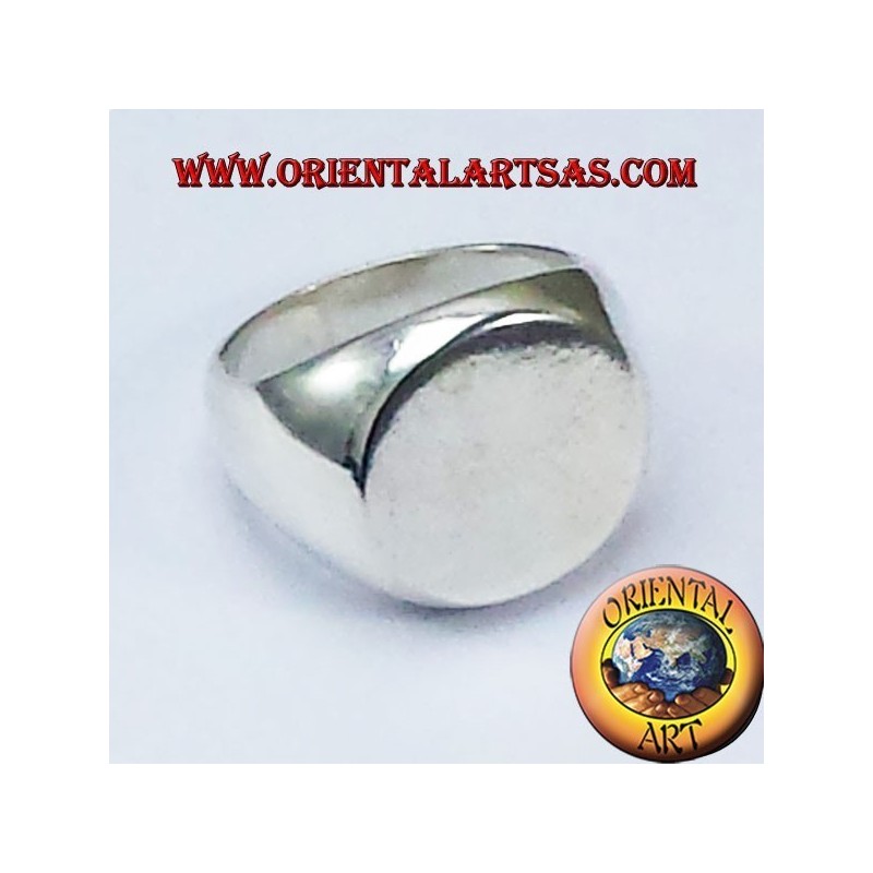 Anello chevalier tondo  in argento  incisione su richiesta gratis