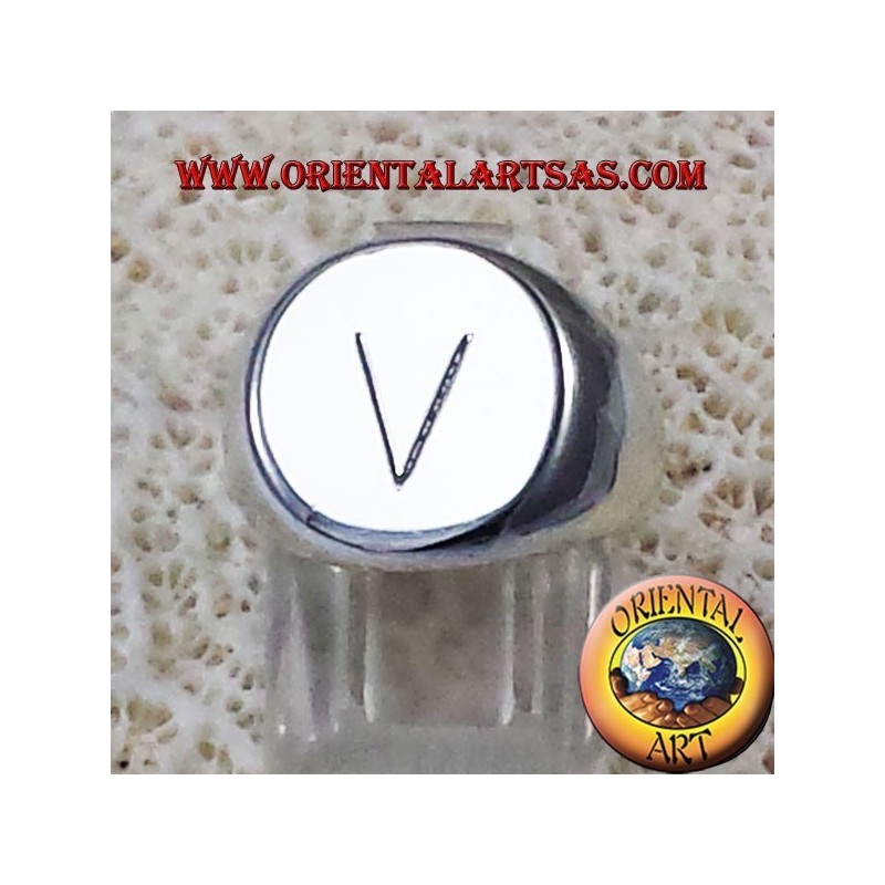 Anello chevalier tondo  in argento  incisione su richiesta gratis