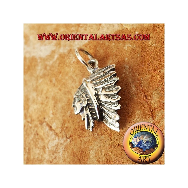 tête de pendentif d'argent Indien D'Amérique