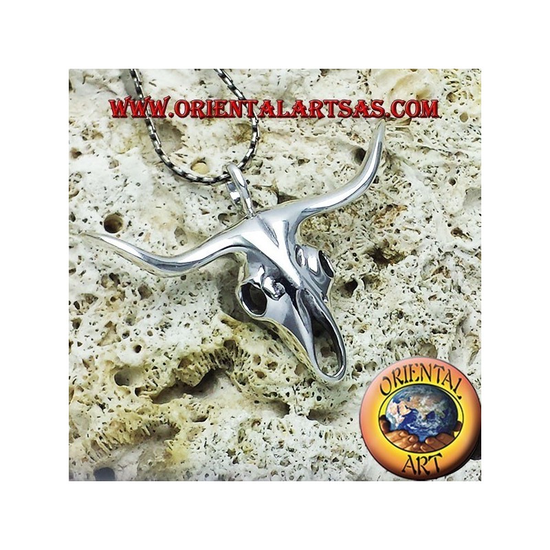 buffalo skull pendant in silver