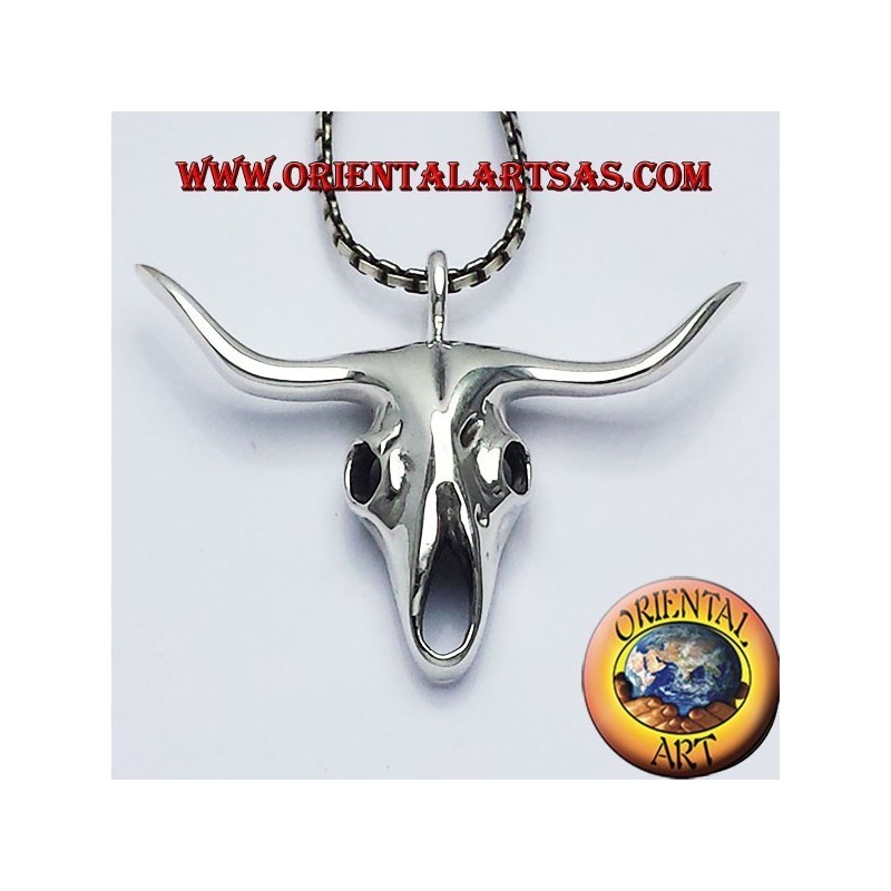 buffalo skull pendant in silver