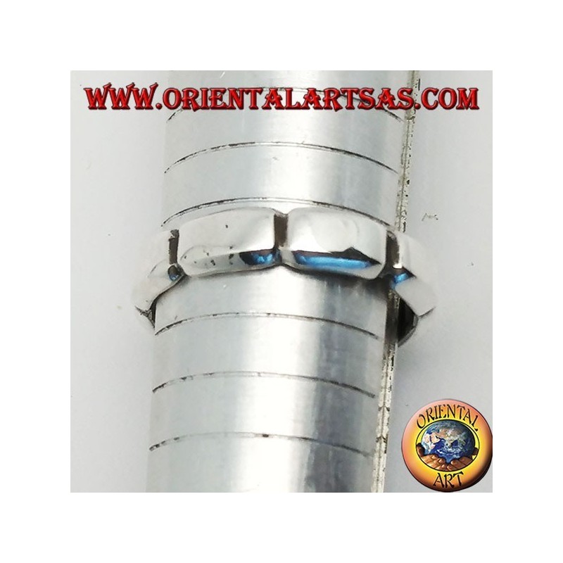 Glatter Silberring mit gestrickten Parallelepipeds