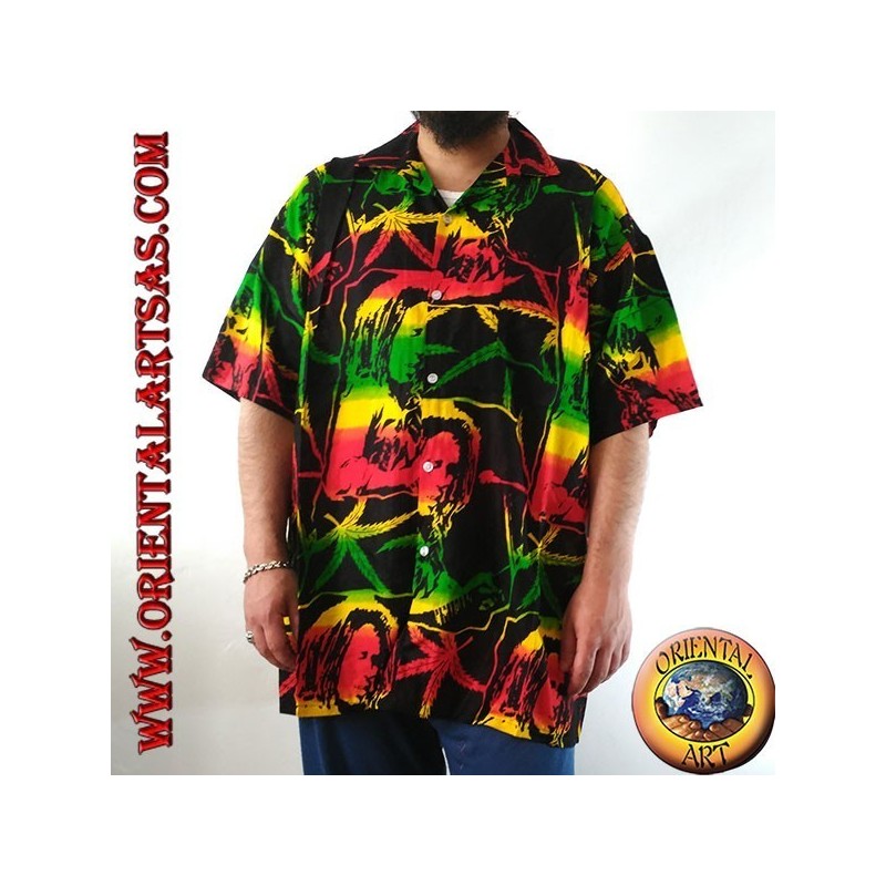 Camisa "Bob Marley" y hoja de marihuana rayón multicolor (52)