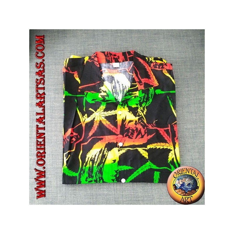 Camisa "Bob Marley" y hoja de marihuana rayón multicolor (52)