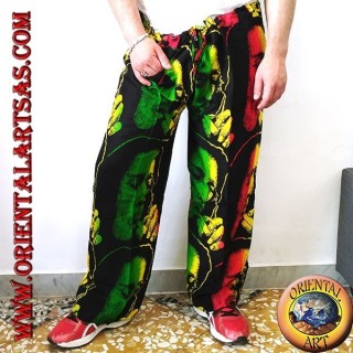 Lange Hose mit "Bob Marley" -Tasche beim Rauchen von mehrfarbigem Rayon