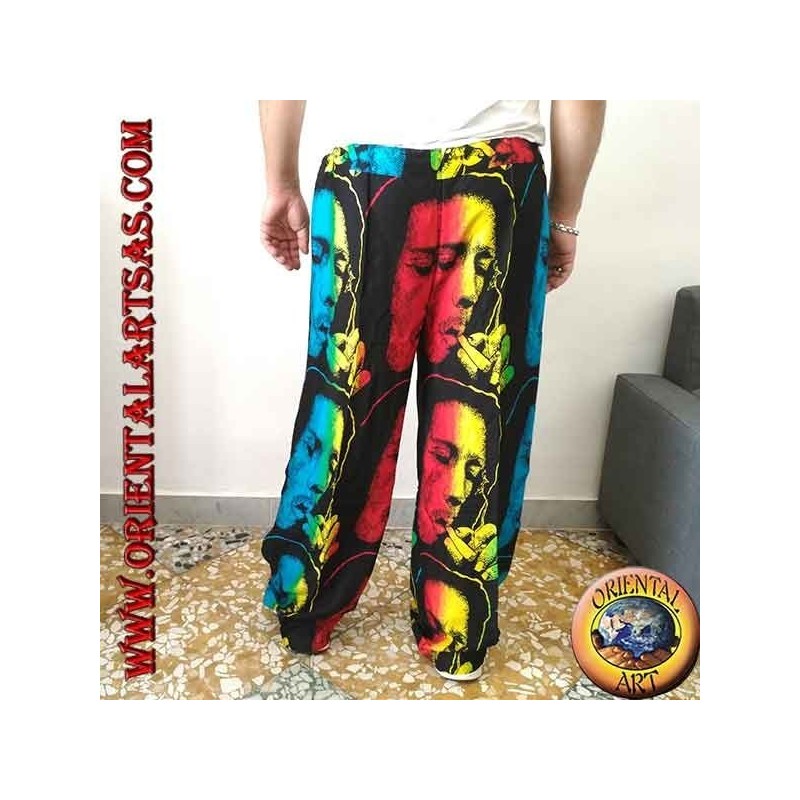 Lange Hose mit "Bob Marley" -Tasche beim Rauchen von mehrfarbigem Rayon