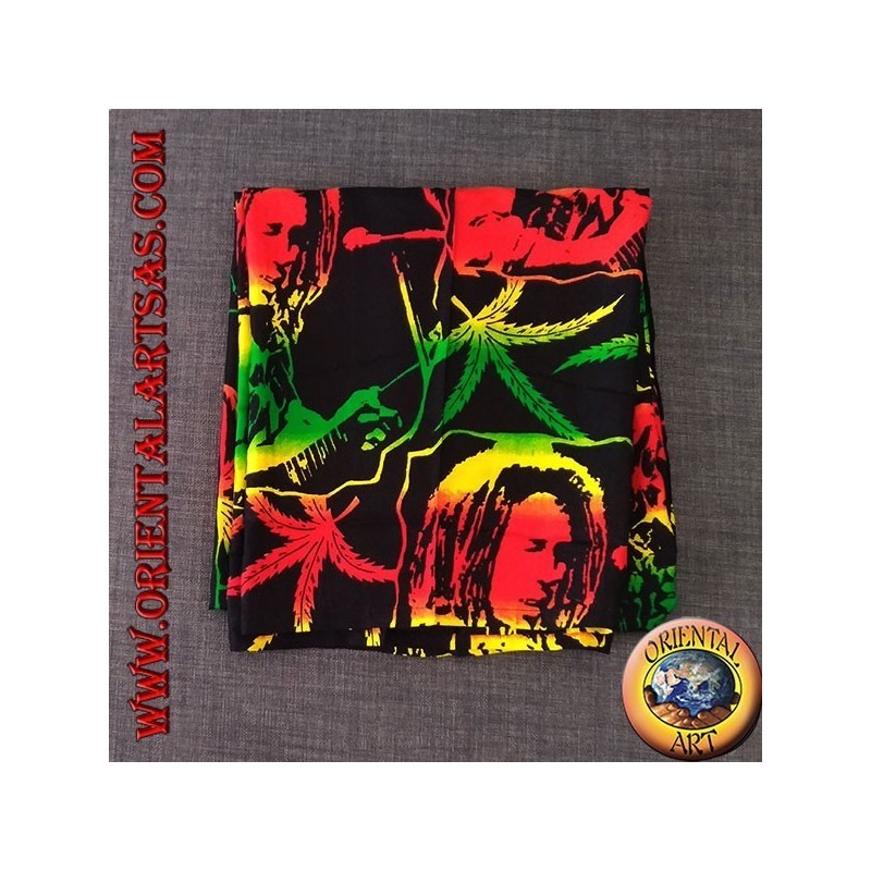 Lange Hose mit "Bob Marley" -Tasche und mehrfarbigem Rayon-Marihuana-Blatt