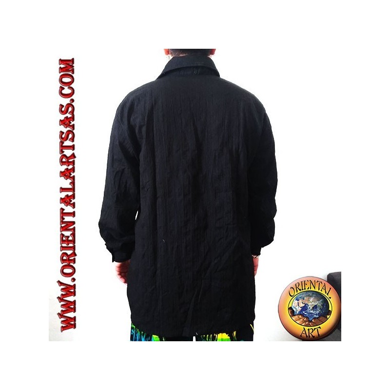 Long-sleeved kaftan shirt with collar and front embroidery (XL)