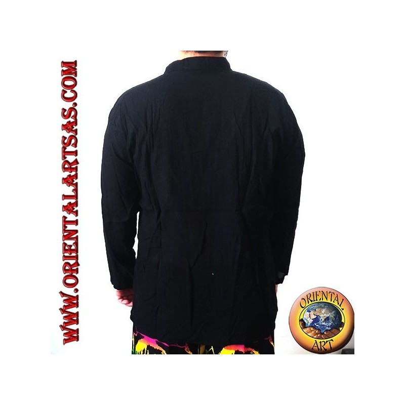 Long-sleeved kaftan sweater with embroidery and V-neck with Korean collar (M)