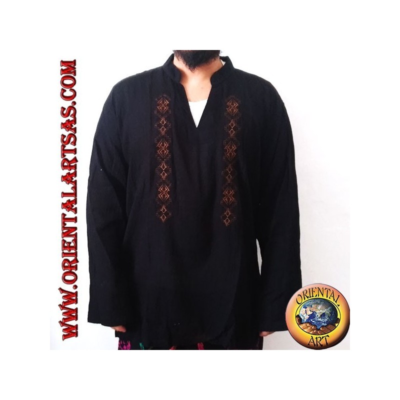 Jersey kaftan de manga larga con bordado y cuello en V con cuello coreano (XL)