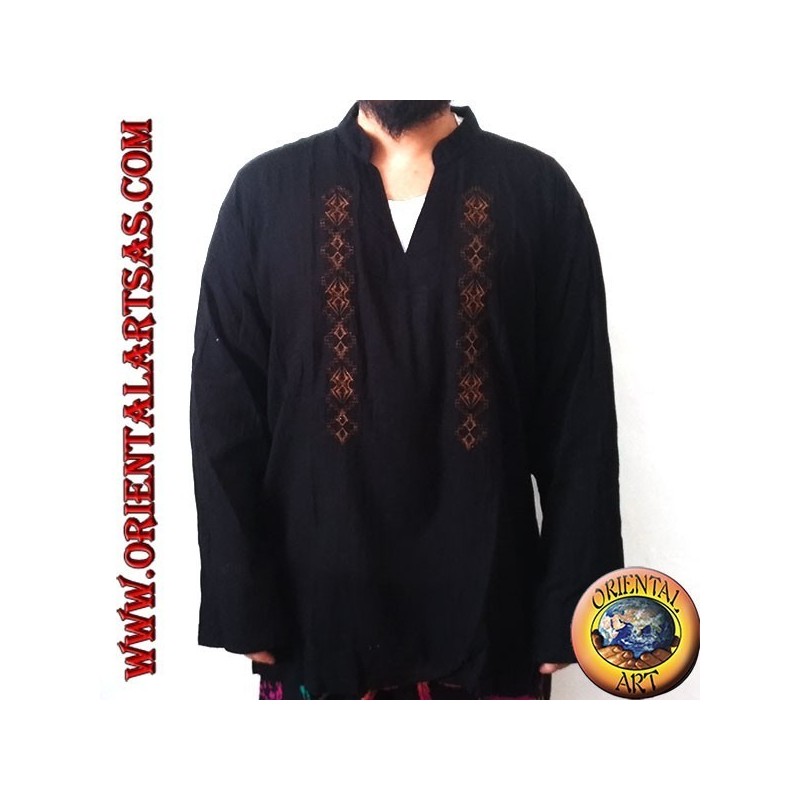 Langärmliger Kaftanpullover mit Stickerei und V-Ausschnitt mit koreanischem Kragen (XL)