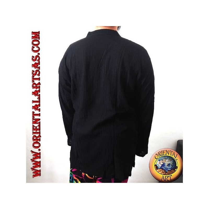 Maglia caftano a maniche lunghe con ricamo e scollo a V con colletto coreano (XL)