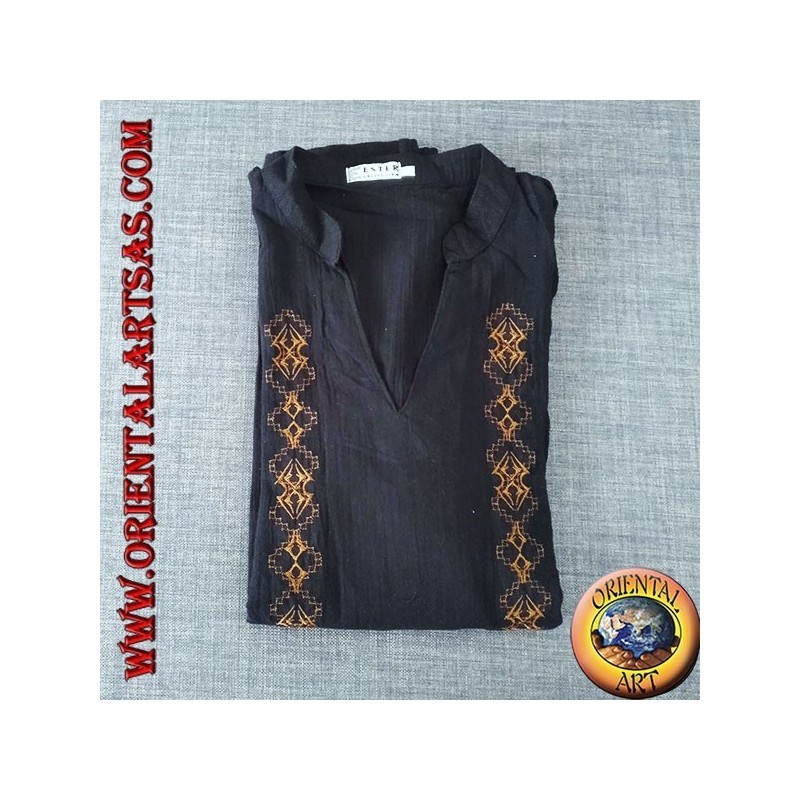 Langärmliger Kaftanpullover mit Stickerei und V-Ausschnitt mit koreanischem Kragen (XL)