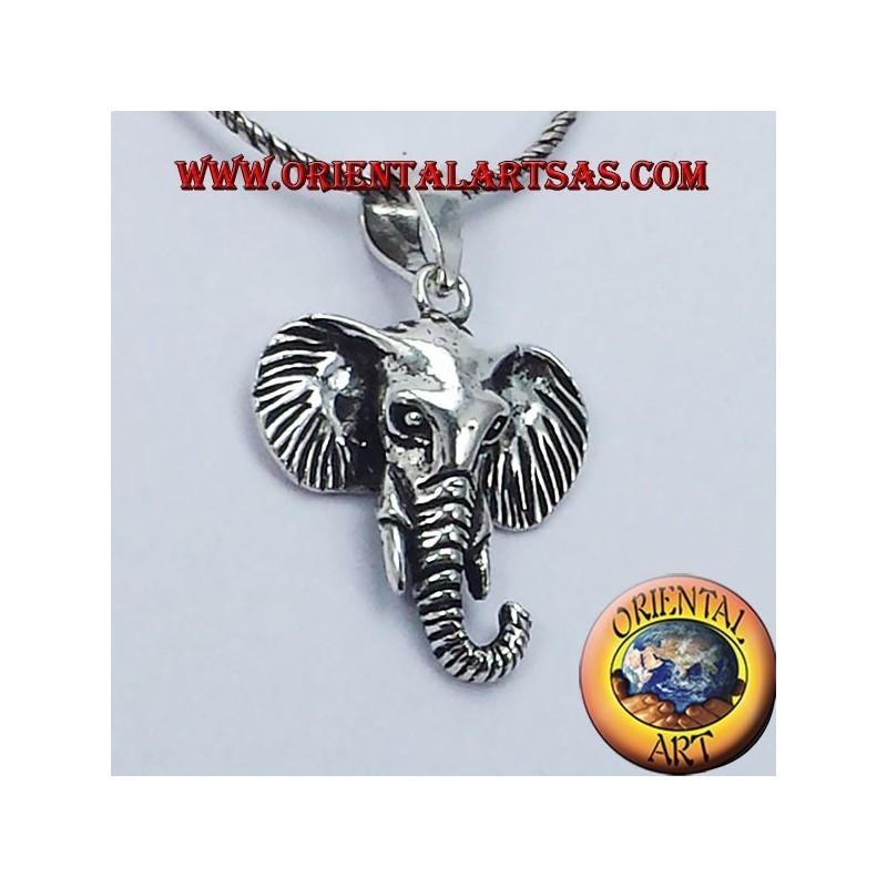 Colgante de la cabeza del elefante en plata